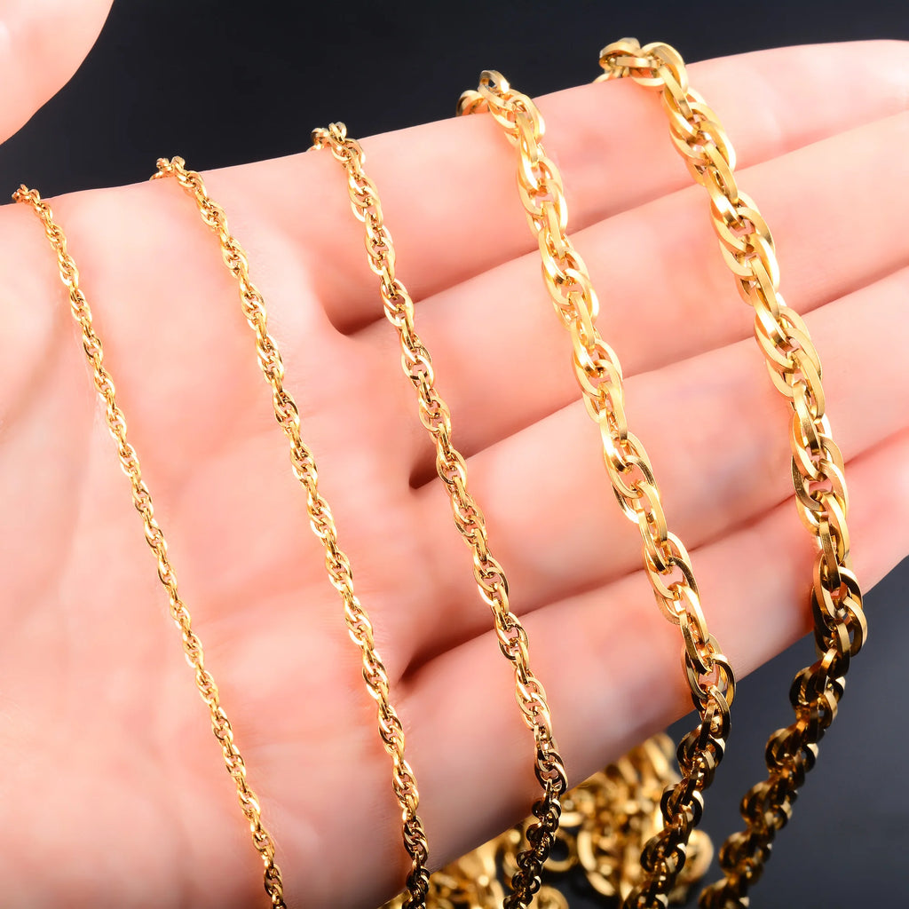 Punk Stainless Steel Twist Link Chain Necklace