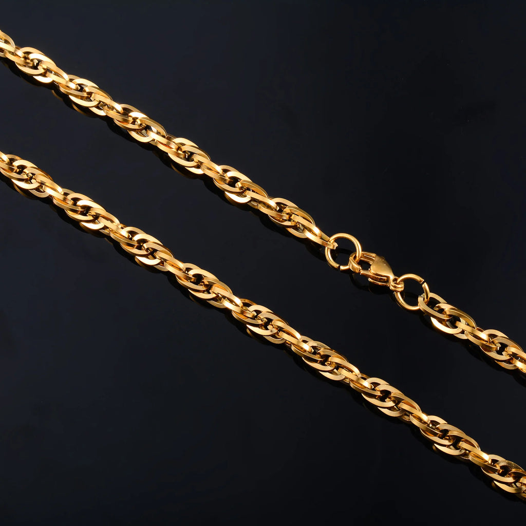 Punk Stainless Steel Twist Link Chain Necklace