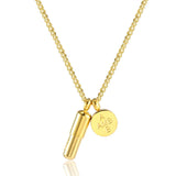 Steel Pill Pendant Round Necklace Men's Chain Hip Hop Long Jewelry