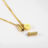 Steel Pill Pendant Round Necklace Men's Chain Hip Hop Long Jewelry