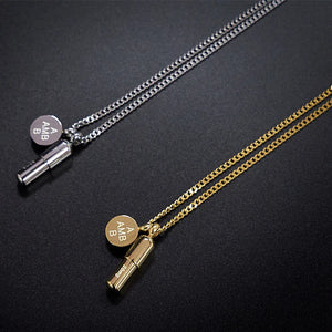 Steel Pill Pendant Round Necklace Men's Chain Hip Hop Long Jewelry