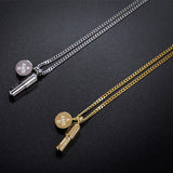 Steel Pill Pendant Round Necklace Men's Chain Hip Hop Long Jewelry