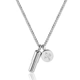 Steel Pill Pendant Round Necklace Men's Chain Hip Hop Long Jewelry