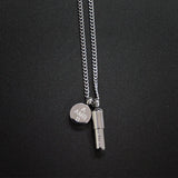 Steel Pill Pendant Round Necklace Men's Chain Hip Hop Long Jewelry
