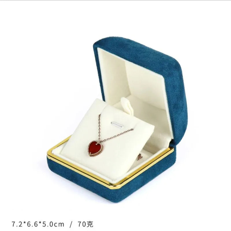 Blue Velvet Necklace/Ring Box 7.2x6.6x5cm