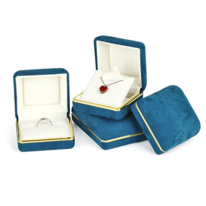 Blue Velvet Necklace/Ring Box 7.2x6.6x5cm