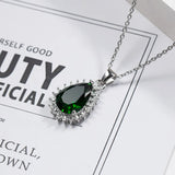Emerald Zircon Choker Set Stainless Steel Chain Accessory