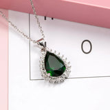Emerald Zircon Choker Set Stainless Steel Chain Accessory
