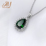 Emerald Zircon Choker Set Stainless Steel Chain Accessory