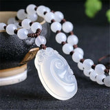 Jade Necklace Statue Carving Pendant Bead Chain Fine Amulet Jewelry