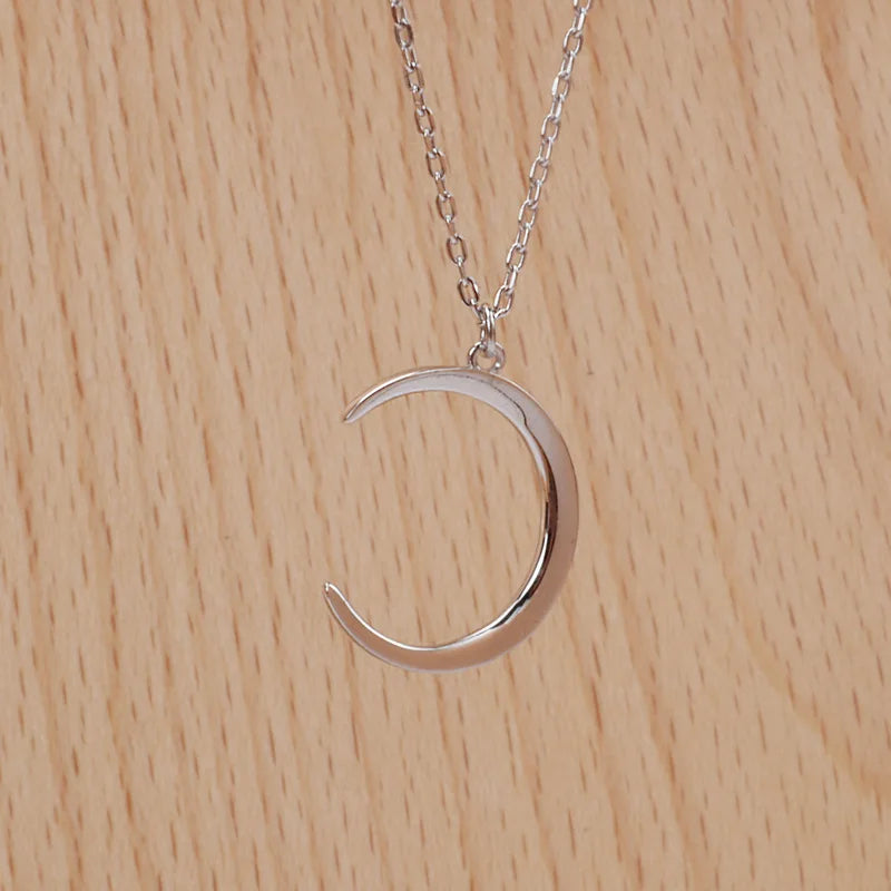S925 Sterling Silver Moon Necklace Wild Crescent Pendant