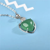 925 Silver Malay Jade Heart Pendant Necklace Gift