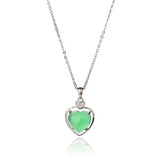 925 Silver Malay Jade Heart Pendant Necklace Gift