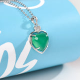925 Silver Malay Jade Heart Pendant Necklace Gift