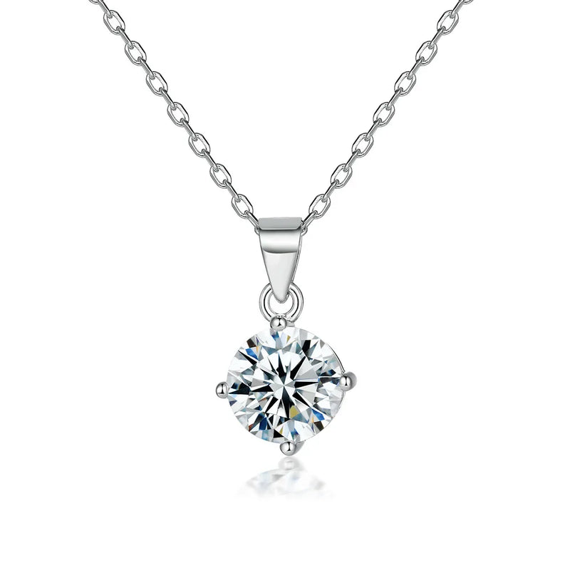 S925 Silver Necklace Zircon Pendant Four-Claw