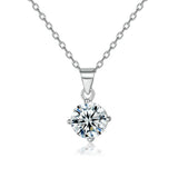 S925 Silver Necklace Zircon Pendant Four-Claw