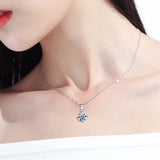 S925 Silver Necklace Zircon Pendant Four-Claw