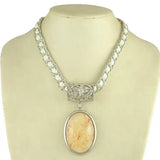 Women's Leather Rope Geometric Pendant Short Necklace Jewelry
