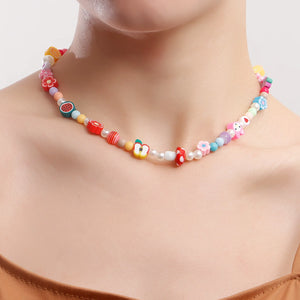 Fairy Style Multi-element Fruit Pearl Necklace Girl Bohemian
