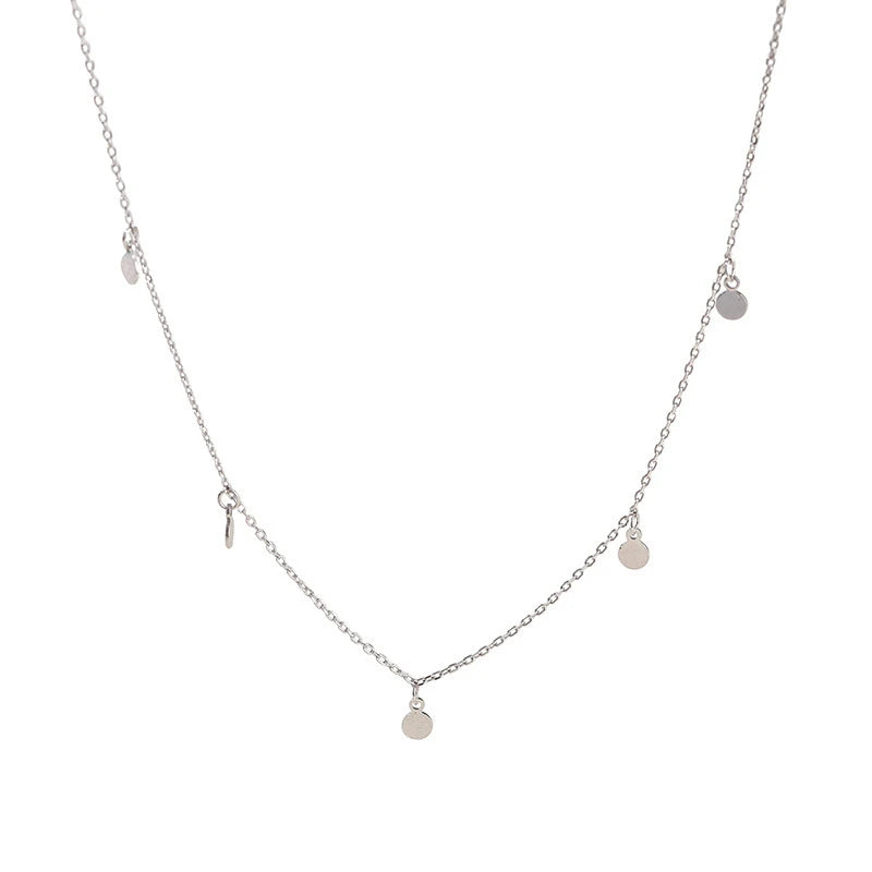Sterling Silver Circle Chain Boho Necklace Women Accessories