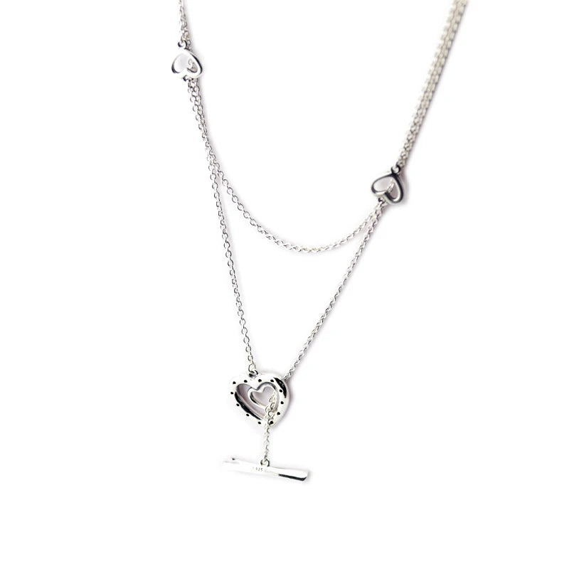 BRIGHT HEARTS Pendant with Clear CZ 925 Sterling Silver DIY Jewelry