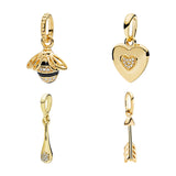 18K Queen Bee Love Heart Arrow Butterfly Clover Sun Necklace Pendant Charms