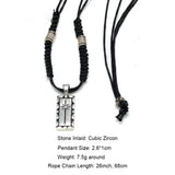 Real 925 Sterling Silver Rope Chain Punk Necklace Cubic Zircon Jewelry