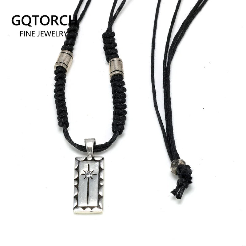 Real 925 Sterling Silver Rope Chain Punk Necklace Cubic Zircon Jewelry
