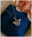 Angel Wings Beating Heart CZ Necklace Women