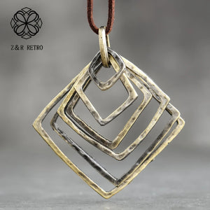 Long Vintage Bronze Alloy Choker Necklace Pendant Jewelry