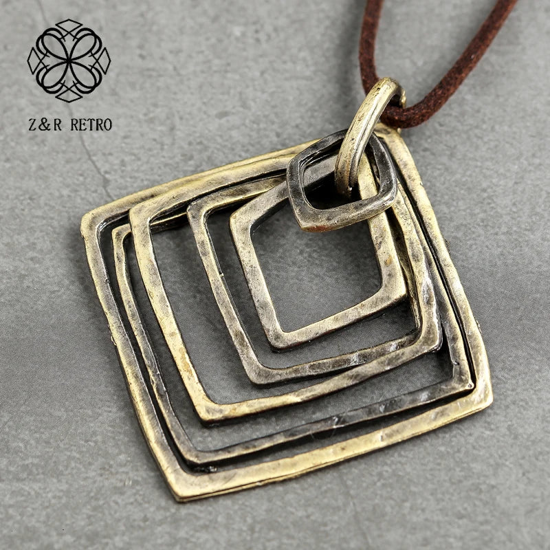 Long Vintage Bronze Alloy Choker Necklace Pendant Jewelry