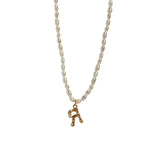 Women's Necklace Bamboo Letter Rice Bead Natural Pearl Choker Gift