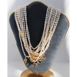 Women's Necklace Bamboo Letter Rice Bead Natural Pearl Choker Gift