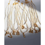Women's Necklace Bamboo Letter Rice Bead Natural Pearl Choker Gift