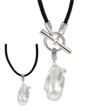 Baroque Pearl Pendant Leather Necklace for Women