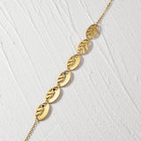 Personalized Leaves & Stones Bracelet Stainless Steel Engraved Names for Women