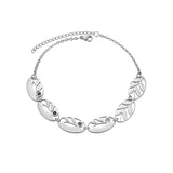 Personalized Leaves & Stones Bracelet Stainless Steel Engraved Names for Women