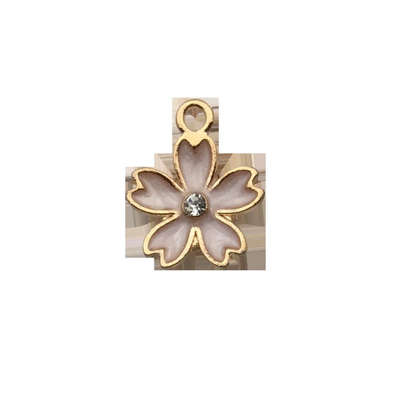 Nedar Enamel Cherry Blossoms Flower Charms Necklaces Pendientes