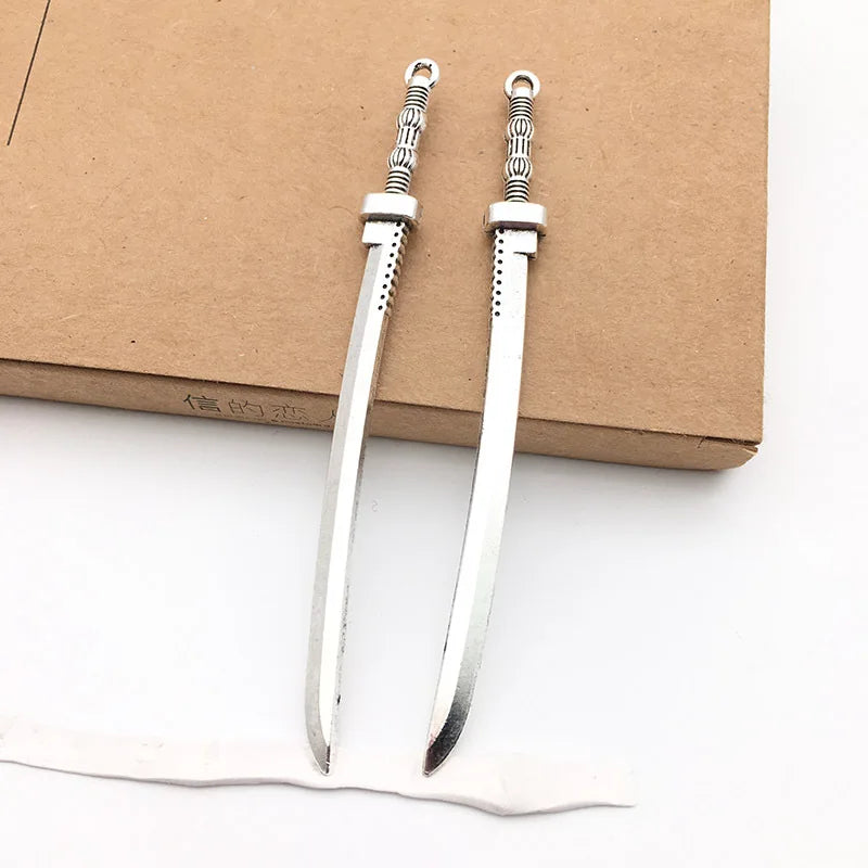 Nedar 50PCS Alloy Antique Knight Sword Charms for Jewelry Making DIY