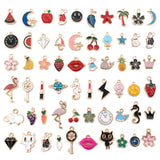 Nedar 60pcs Mix Enamel Fruit Animal Charms Jewelry Making Women Men Gift Pendant