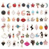 Nedar 60pcs Mix Enamel Fruit Animal Charms Jewelry Making Women Men Gift Pendant
