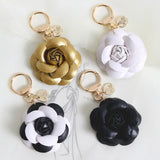 Nedar Noble PU Leather Rose Camellia Keychain Flower Key Chain