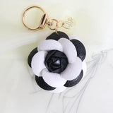 Nedar Noble PU Leather Rose Camellia Keychain Flower Key Chain