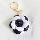 Nedar Noble PU Leather Rose Camellia Keychain Flower Key Chain