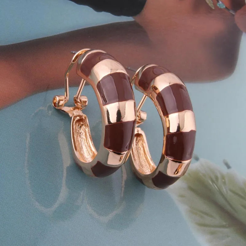 Snake Large Earring Ring Metal Print Woman Easter Jewelry