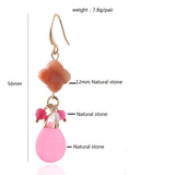 Drop Earring Natural Stone Four-leaf Clover Dangle Charm Brinco
