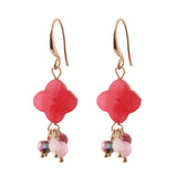 Drop Earring Natural Stone Four-leaf Clover Dangle Charm Brinco