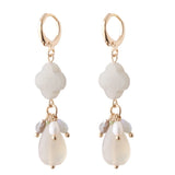 Drop Earring Natural Stone Four-leaf Clover Dangle Charm Brinco