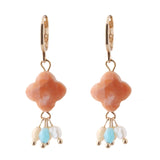 Drop Earring Natural Stone Four-leaf Clover Dangle Charm Brinco