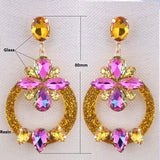 Crystal Resin Earrings for Women - Long Dangle Ear Jewelry - Christmas Gift
